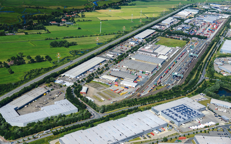 Luftaufnahme des Güterverkehrszentrum Bremen