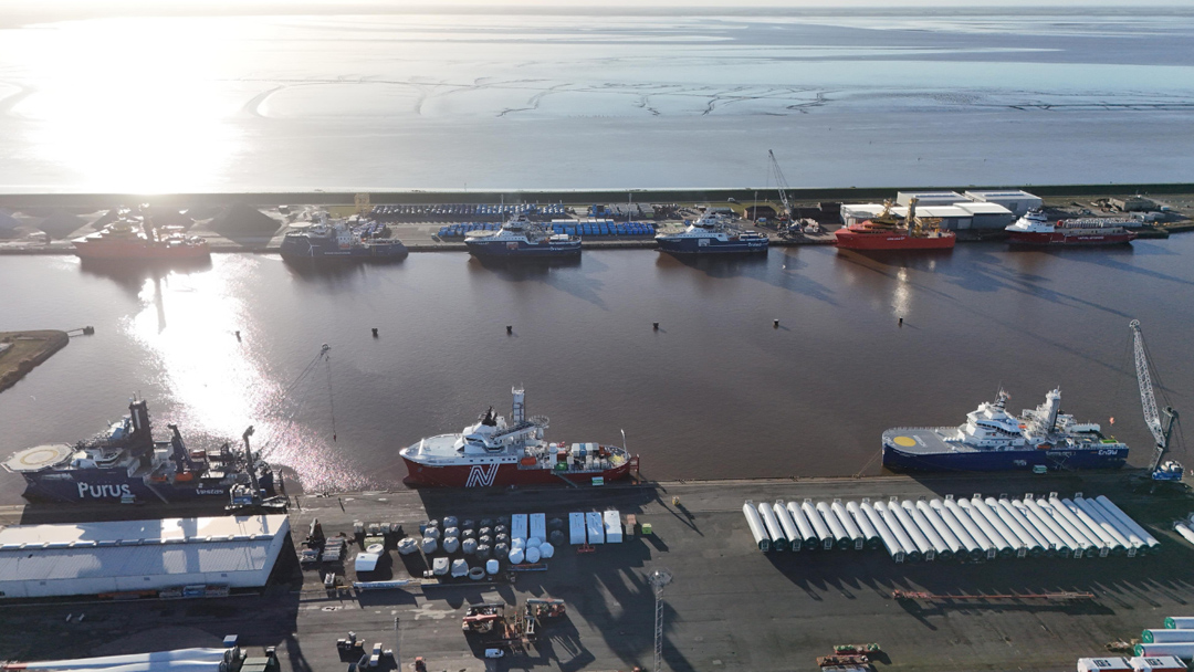 Aerial view of Emden port